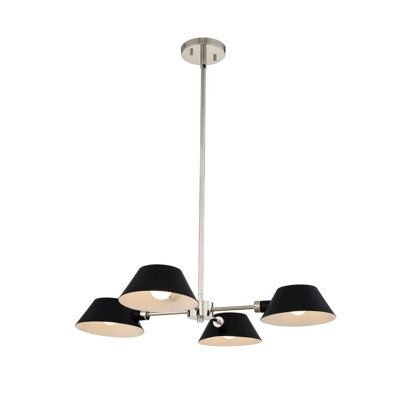 Lustre brun foncé / noir en nickel poli 4 LT Bruno