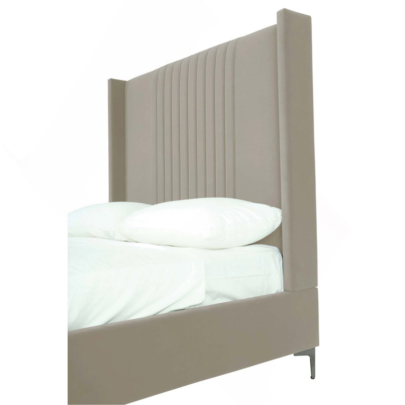 Lit tapissier Promenade, Taupe, Grand lit