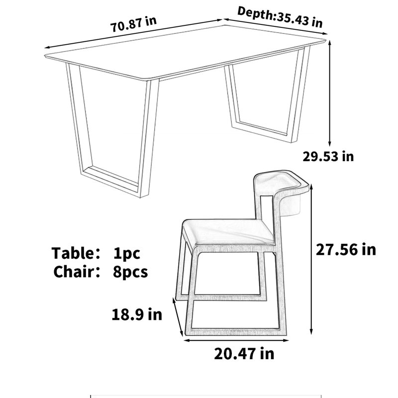Table de salle à manger rectangulaire