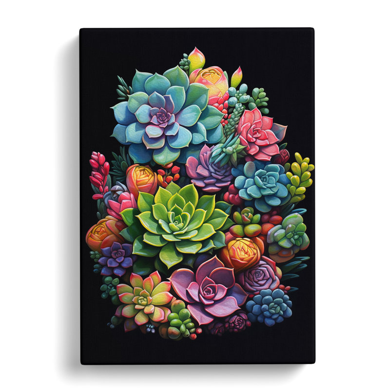 Succulent Tachisme - No Frame Print, 76cm H x 50cm W x 3cm D