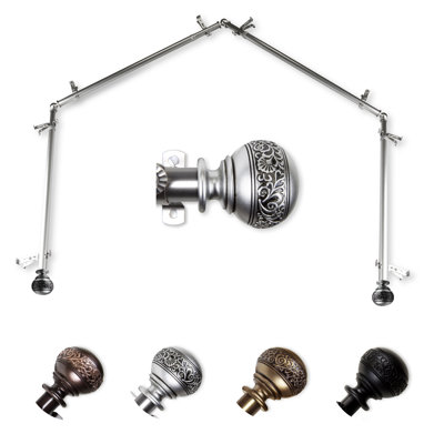 Solon 4-Sided Bay Window Single Curtain Rod & Hardware Set
