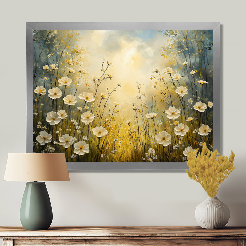 Ilyanna - Floral Wall Art, Reproduction encadrée d'une seule photo, Argent, H 12 po x l 20 po