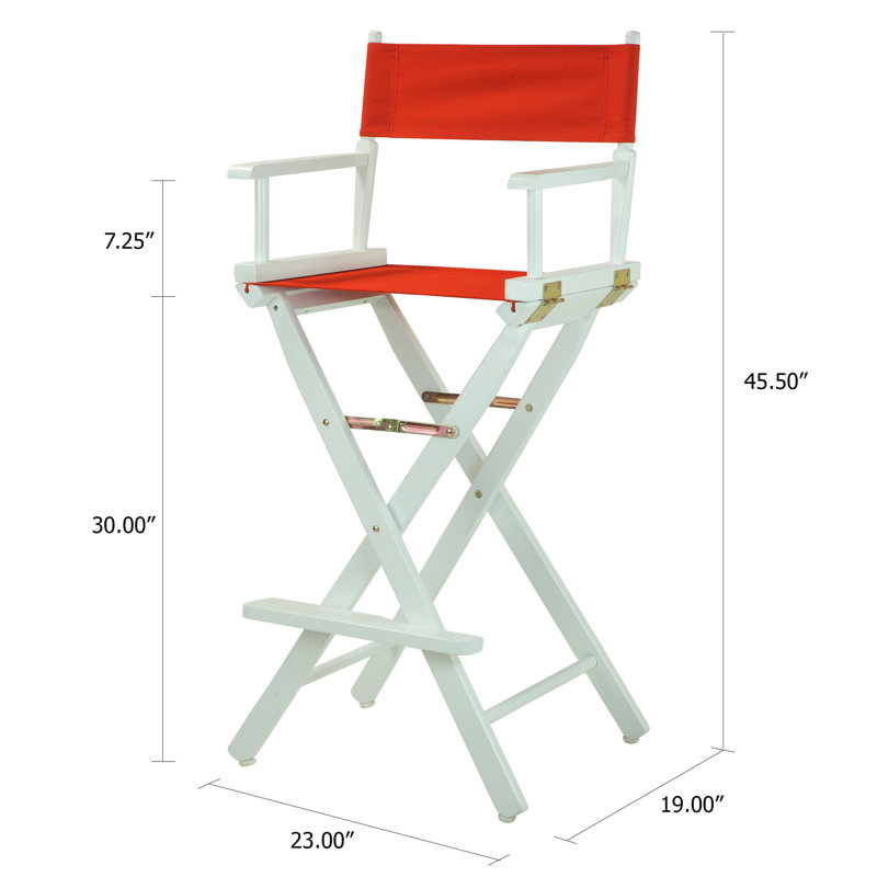Chaise de réalisateur pliante de 30 po avec toile, Rouge, Blanc