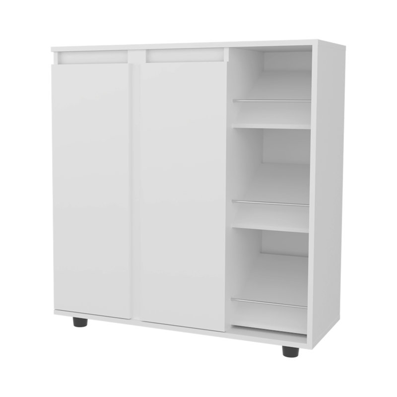 Range-chaussures Houck avec 3 tablettes latérales, rangement compact pour chaussures, bottes et accessoires