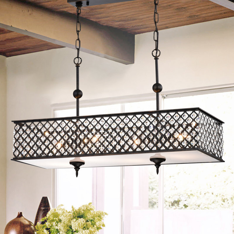 Luminaire suspendu carré/rectangulaire 4 lumières pour îlot de cuisine Savarese