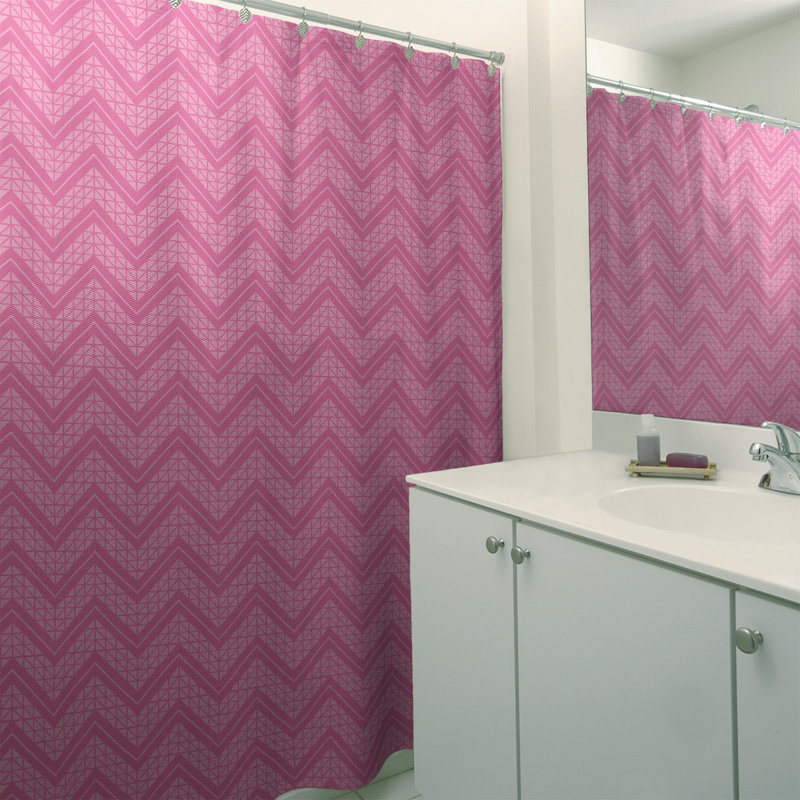 Rideau de douche simple à chevrons à la main classic, Rose clair