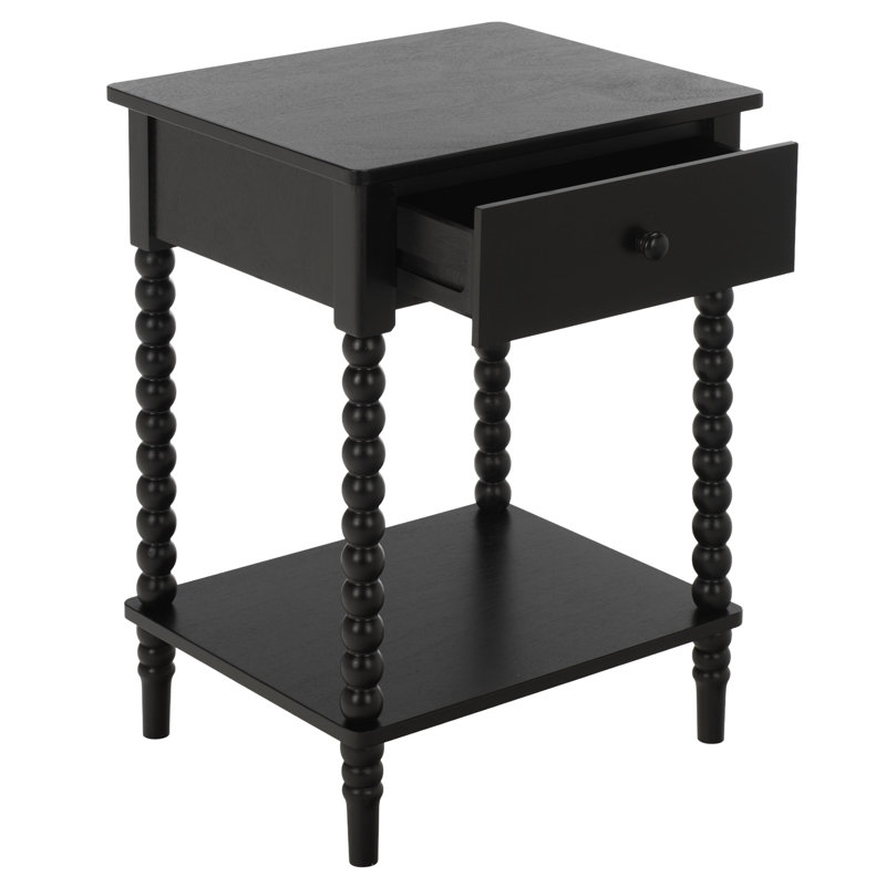 Table d'appoint à un tiroir Or bis, Matte Black