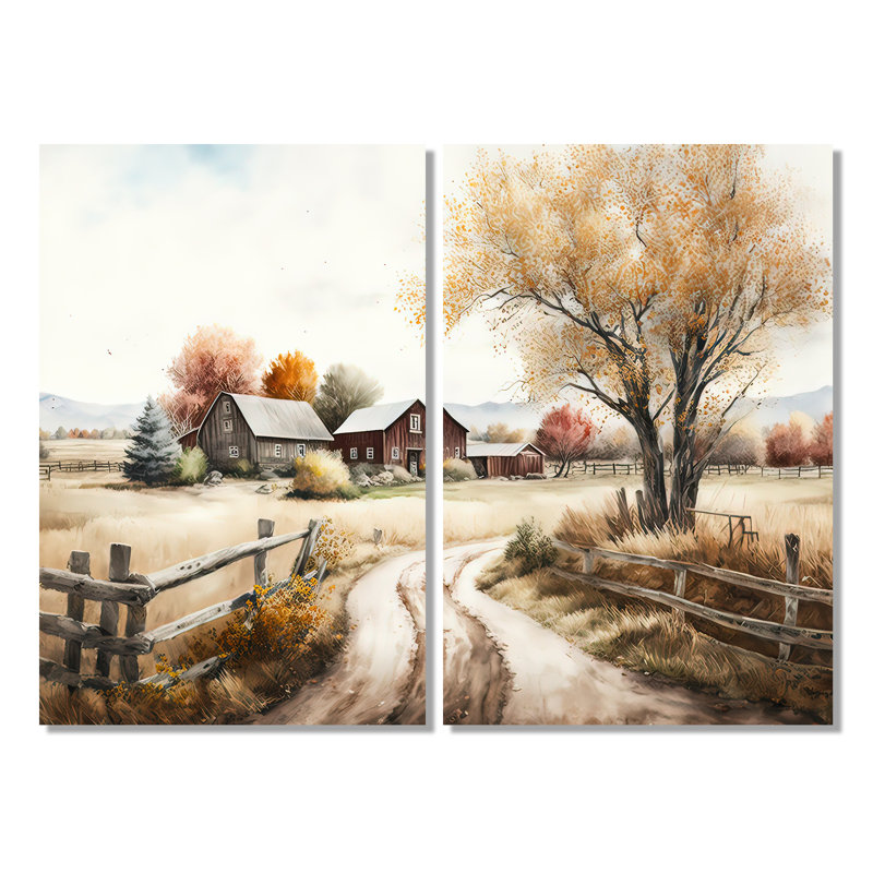 Belle grange au printemps VI - impressions sur toile 2 pièces, 36" H x 48" W, Toile tendue, Ne s’applique pas
