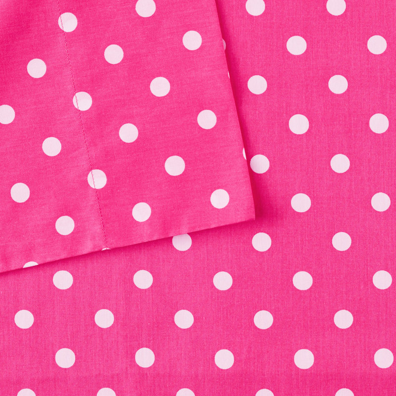 Twin Dark Pink Cotton Polka Dot Sheet Set