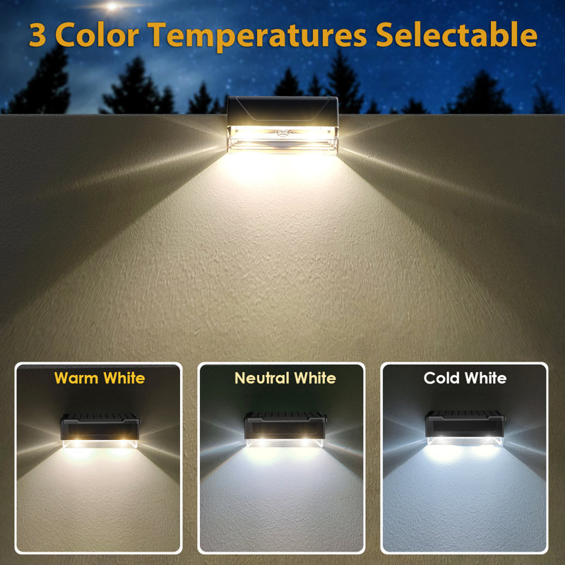 Kanstar Solar Fence Lights Modern Ip55 Waterproof 3 Color Modes Led 4 Pack