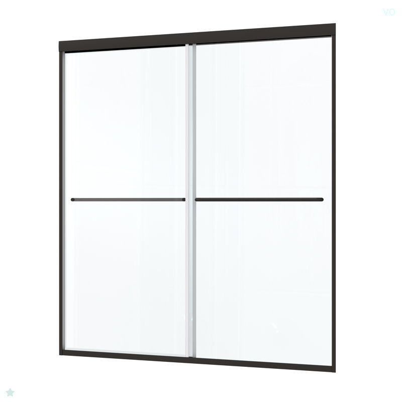 Bypass Shower Door, Sliding Door, With 1/4" Tempered Glass And 50-54"X70", Matte Black