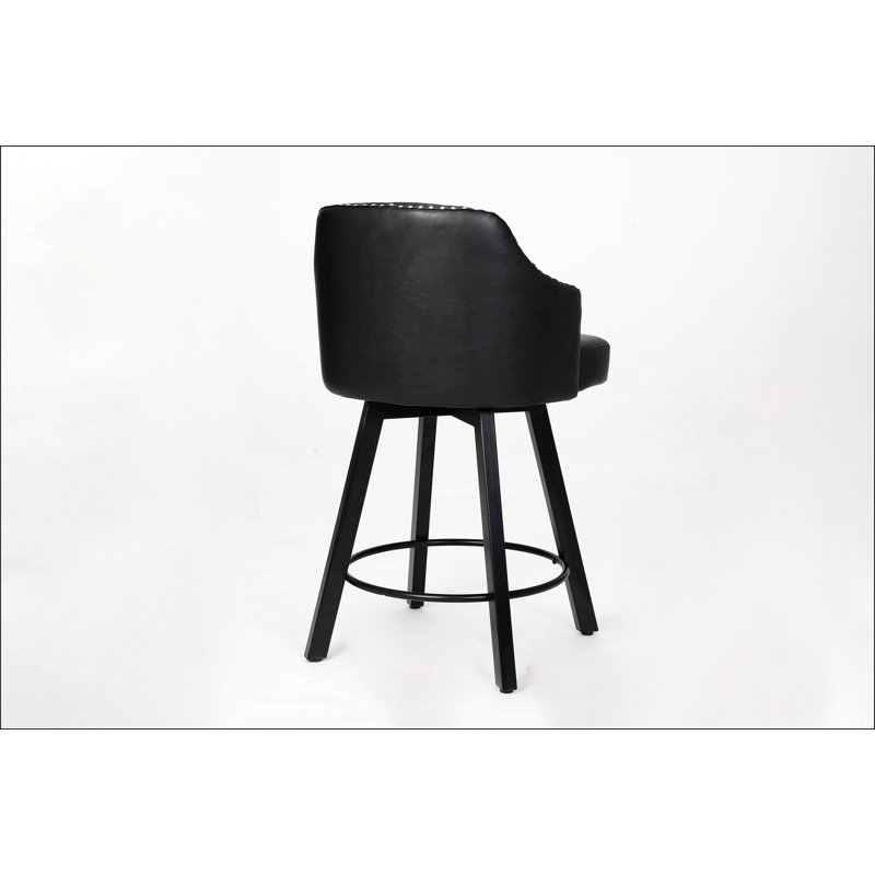 Counter Height Bar Stools With Backs And Metal Legs, Black