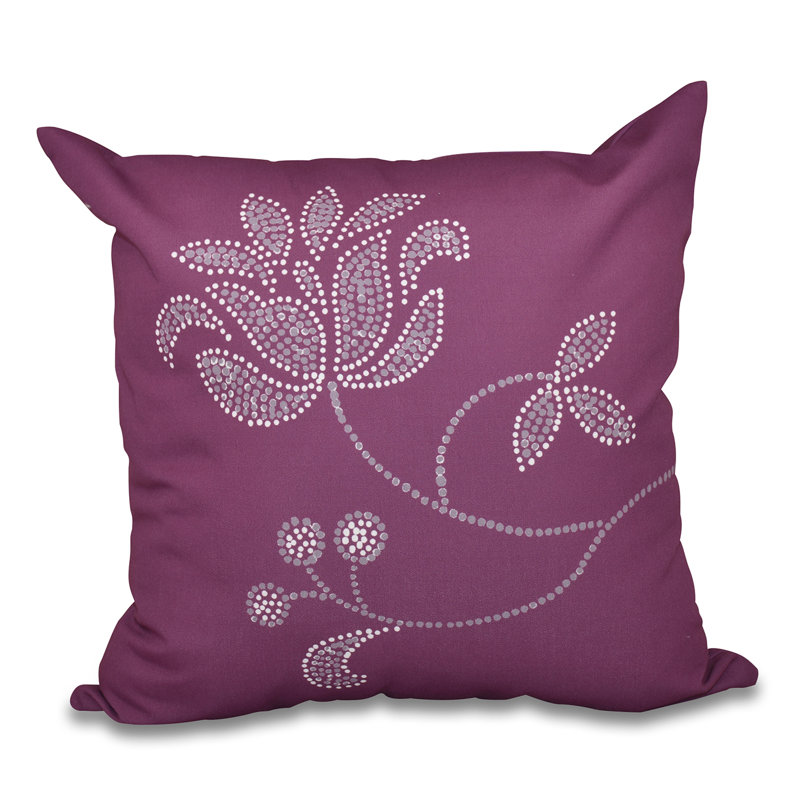 Housse et insert de coussin d'extérieur carré Botanical Blooms Bloom, 20 po x 20 po, Violet