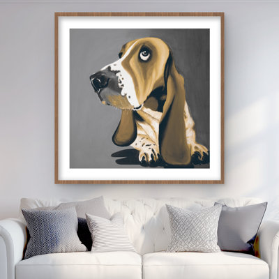 Impression de chien doré Basset hound - brun encadré décor mat