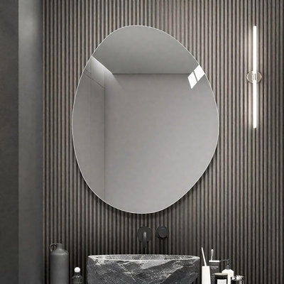 40 po x 32 po. Miroir mural de salle de bain asymétrique moderne, verre argenté sans cuivre HD, anti-oxydation, suspension verticale