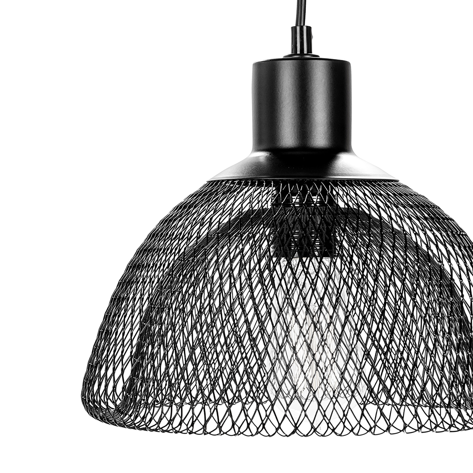 Single Light Metal Pendant, Black, 15.6" H x 10" W x 10" D
