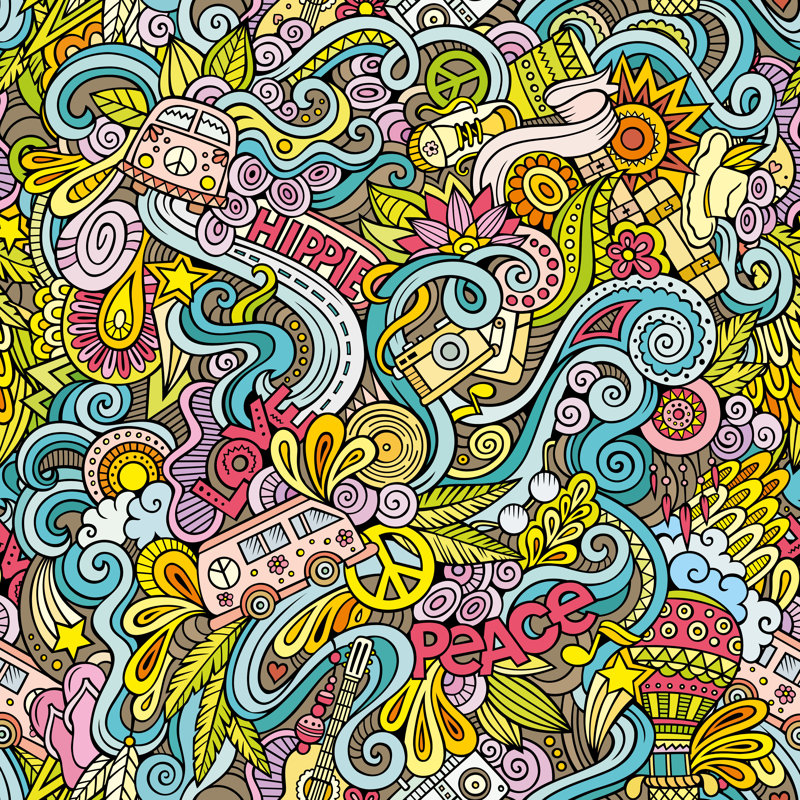 " Cartoon Hand-Drawn Doodles " by Kostenkodesign, 30" H x 30" W