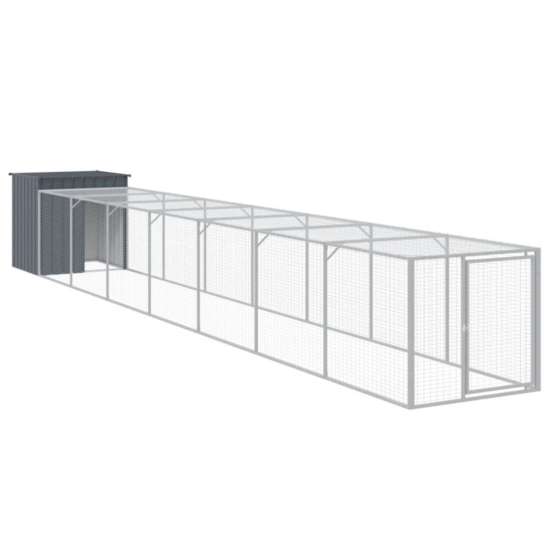 Poulailler avec grillage Ebelina, Gris anthracite, H 43,3 po x l 43,3 po x P 320,1 po