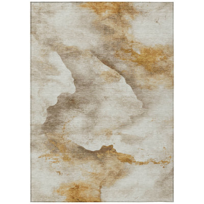 Machine Washable Indoor/Outdoor Xhevrie Beige Rug