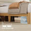 Cadre de lit grand lit avec ports de charge et lumières DEL, cadre de lit Boucle avec tête de lit à rangement complet, support robuste sans bruit, beige-827660199