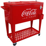 Leigh Country 80 Quarts Serving Station / Cart Cooler with wheels in Red