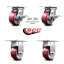 4 Inch Poly on Aluminum Caster Set 2 Brakes/Swivel Locks and 2 Rigid SCC