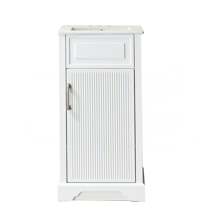 Meuble-lavabo simple autoportant de 18 po avec plateau entièrement assemblé, Blanc