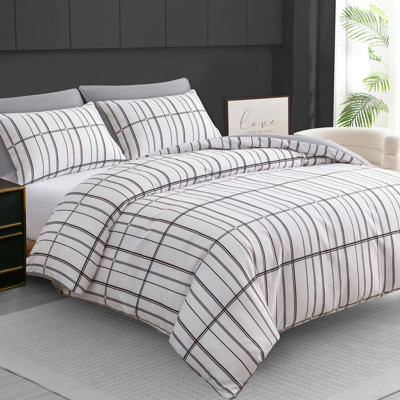 Premium Duvet Cover Set Double Brushed Microfiber Reversible With Zipper Closure & Corner Ties