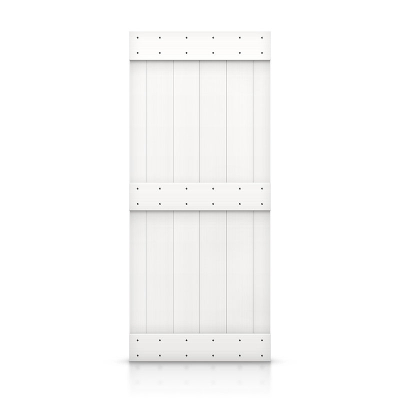 Porte de grange en bois lambrissé sans trousse de quincaillerie d’installation, 42 po x 84 po, Blanc