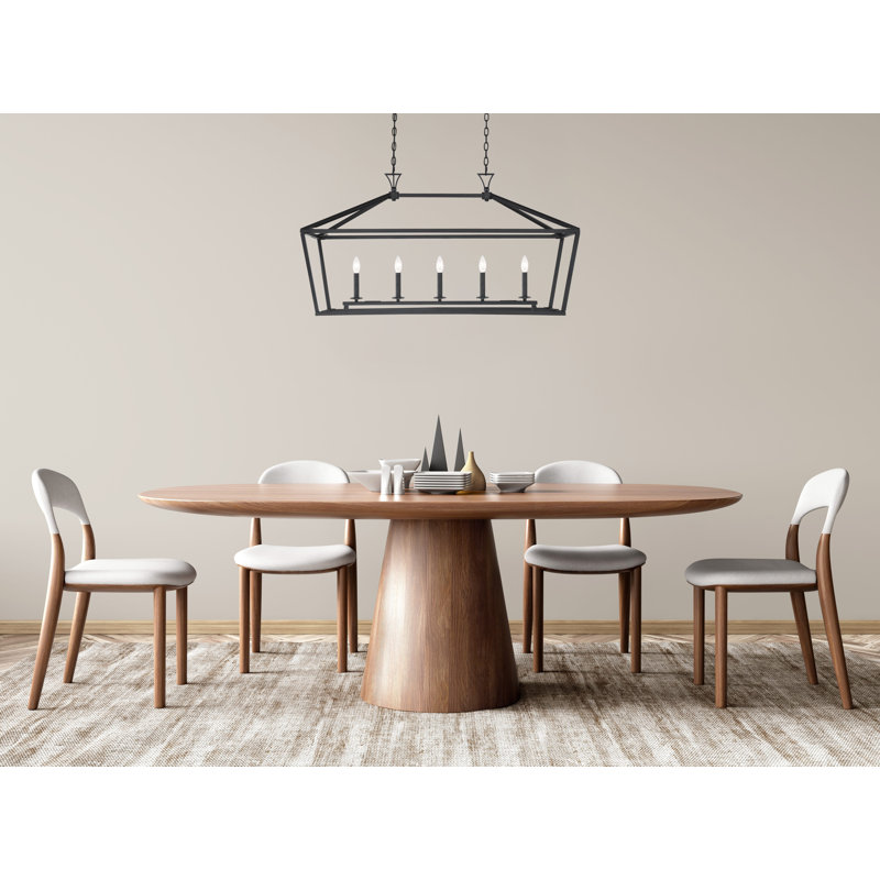 Luminaire suspendu linéaire à 5 lumières pour îlot de cuisine Hastings, H 26,5 po x l 40 po x P 18 po, Feuille d'argent