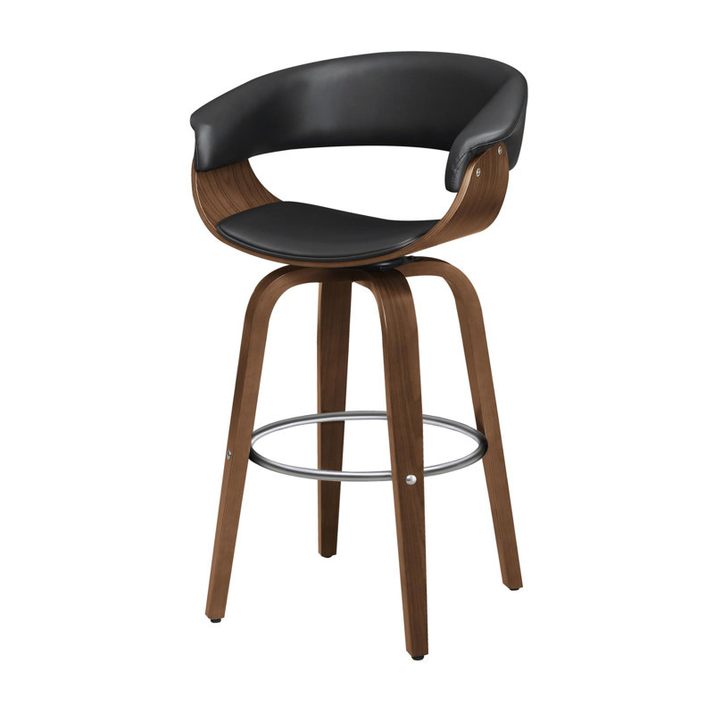 Tabouret de bar pivotant rembourré noyer et noir, Noir, noir, noir, noir