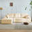Compression-Boneless 96" L-Shaped Cloud Sectional Sofa with Oversized Chaise, Modular Corduroy Couch for Living Room , Deep Seat No Assembly Required（Black.Left Hand Facing)-491833093-499844872