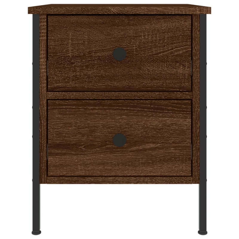 Alius Iron Bedside Table, Brown Oak, Set of 2