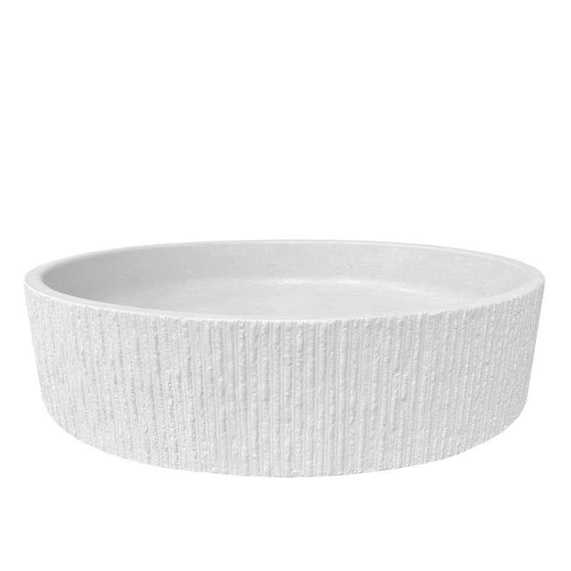Trueform Concrete Groov 16'' Concrete Circular Bathroom Sink, Oil-Rubbed Bronze, White Linen