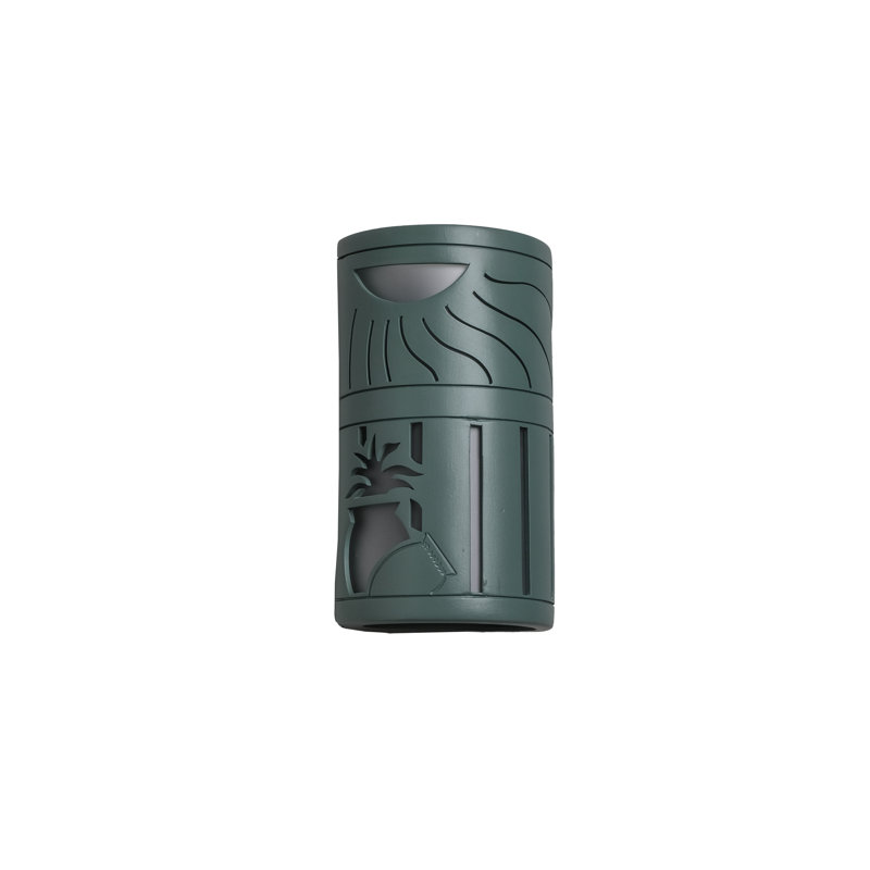 Lampe murale d'extérieur en céramique Ninamarie, ampoule DEL incluse, Vert sauge, H 13 po x l 7,5 po x P 5,5 po