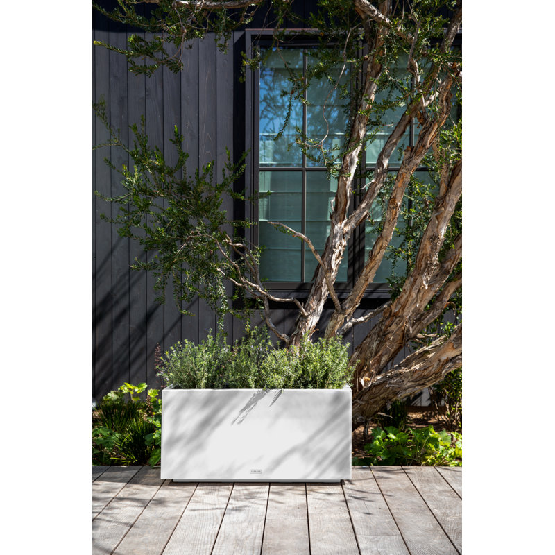 Block Series Long Box Planter, White, 16” H x 32” W x 10” D
