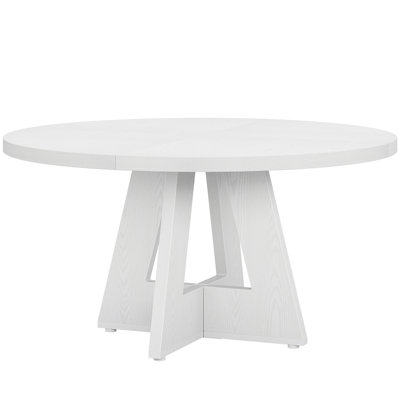 47" Round Farmhouse Dining Table –  Wood Kitchen Table For 4(Only Table,No Chair)