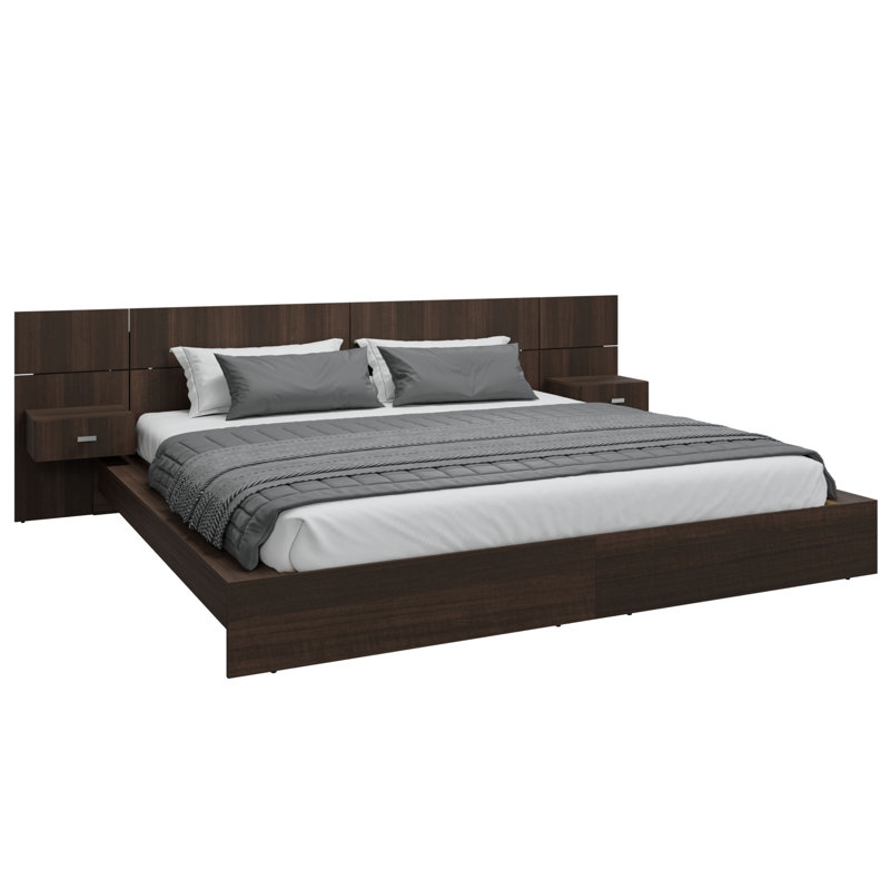 Modern Kaphan Bedroom - Platform Bed with Headboard and Nightstands (2) – Easy Assembly, No Box Spring Required, Expresso