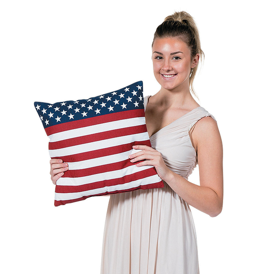  USA Flag Decorative Outdoor Square Pillow Cover & Insert Oriental Trading Company