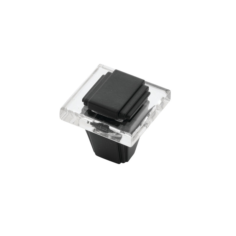 Belleclaire Collection Knob 1-1/4 Inch Square Polished Nickel Finish, Matte Black