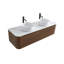 Meuble-lavabo double lavabo incurvé Erba, fini noyer