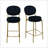 2PCS Velvet Round Bar Stools With Gold Metal Legs-243697927