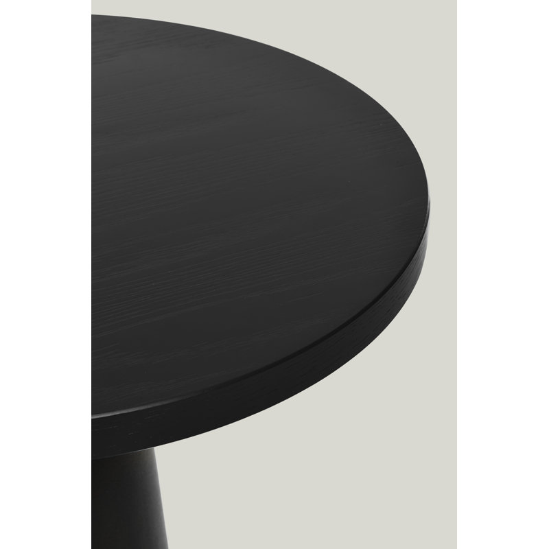 Container Round Solid Oak Dining Table, Black, 47.24" L x 47.24" W