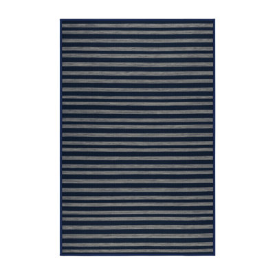 Machine Washable Horizontal Stripes Gray Area Rug