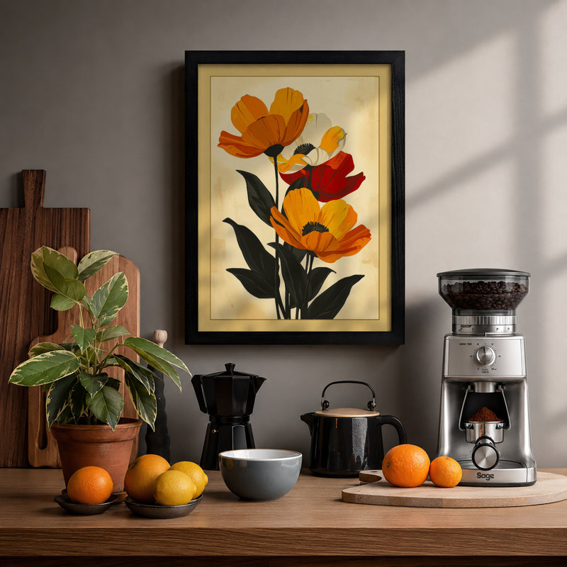 Stem in Bloom Botanical - Framed Print, Black, A4 - 29.7 x 21.0 cm
