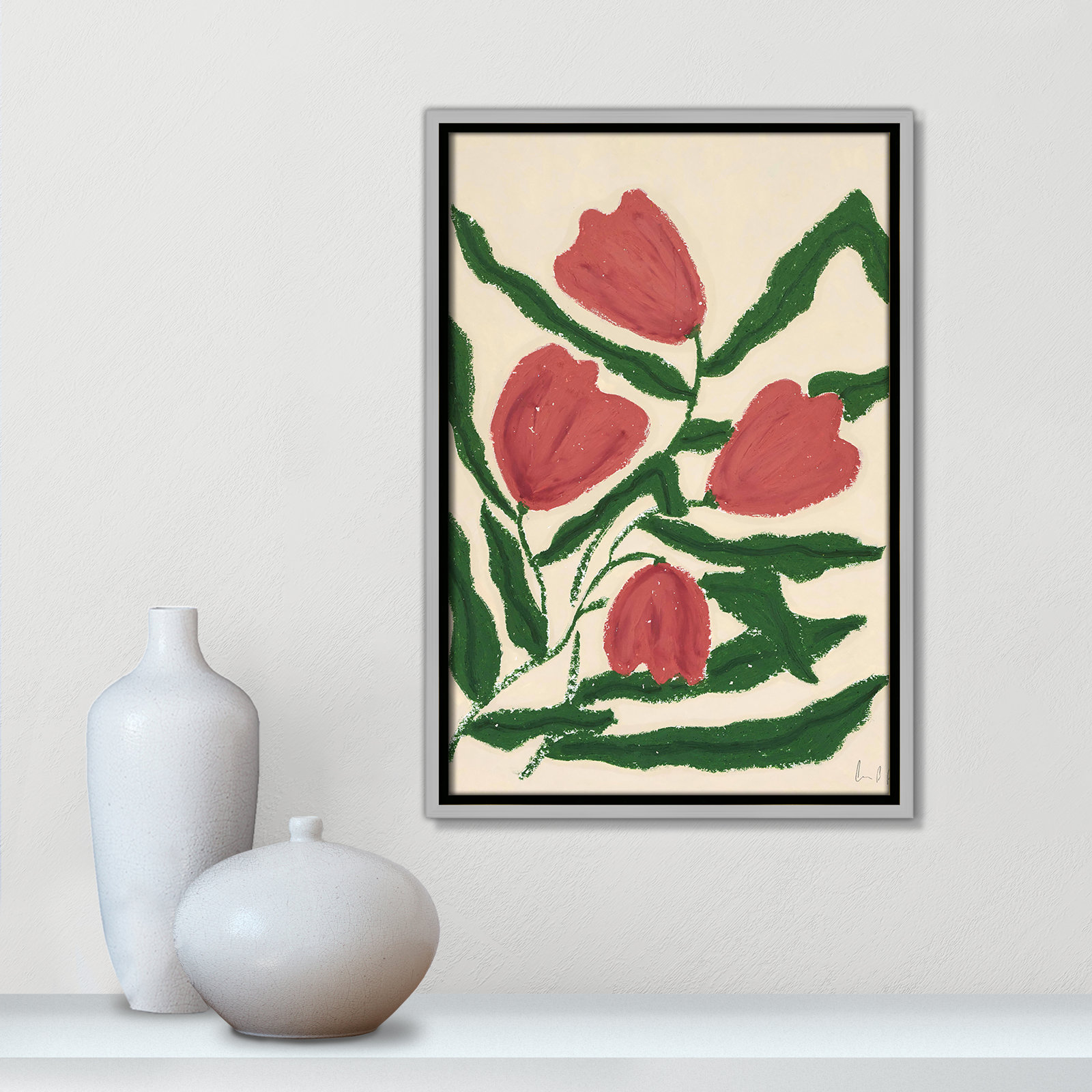 Red Tulips  Print by Camilla Bergqvist, Silver, 19.5" H x 13.5" W