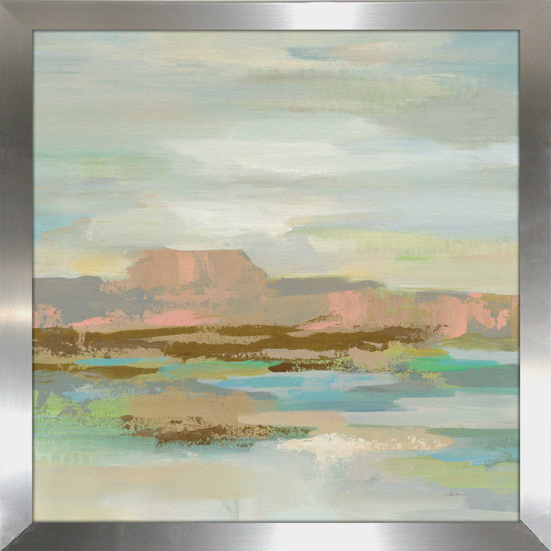 «Spring Desert II v2», reproduction sur toile, H 21,5 po x l 21,5 po x P 0,75 po, Encadrement argenté