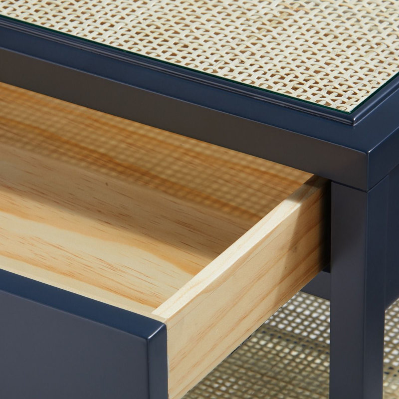 Caanan Glass End Table, Midnight Blue