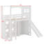 Lit mezzanine en bois avec garde-robe, tablettes de rangement, glissoire et DEL