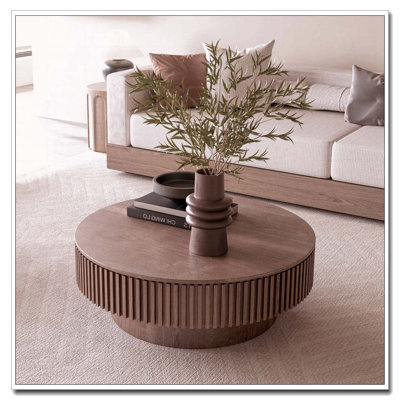 Solid Wood Round Coffee Table with Storage by Ebern Designs
